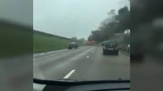 Dramatic video of coach on fire along East Devon stretch of A30 [upl. by Constancia]