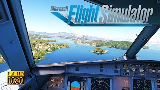 Beautiful Landing in Corfu Greece  Fenix A319  MSFS [upl. by Drarehs]