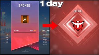 BRONZE TO HEROIC FREE FIRE 😁 LEVEL  1 ID  1 DAY BR RANK PUSH 😬 FREE FIRE [upl. by Ferren]