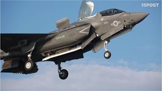 Super jet de combate F35 despega y aterriza verticalmente [upl. by Eidoow]