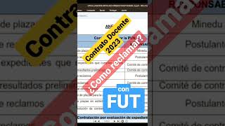 ‼️COMO RECLAMAR ‼️ 👉El FUT en la descripción para el Contrato Docente contratodocente minedu [upl. by Etac]