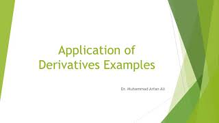 mth101 Application of Derivatives [upl. by Studnia]