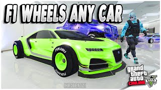 GTA 5 F1 Wheels Car to Car Merge Glitch CAR MEET Bennys Wheels Any Car FREE GTA 5 Glitches [upl. by Zurc]