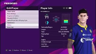 Marash Kumbulla face e football pes 2020 Hellas Verona [upl. by Bourn919]