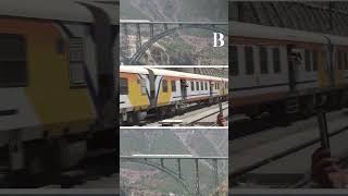 Historic Milestone Chenab Rail Bridge Sees First Full Train Run railway railbridge [upl. by Darra121]