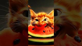 Kitten Eats Rotten Watermelon🙀 cat cute catshorts cattales catvideos [upl. by Upali]