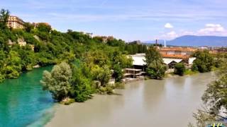 Confluence of Rhone and Arve Rivers  Geneva Switzerland [upl. by Eniloj]