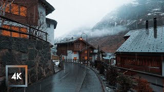 Walking in the Rain Zermatt Switzerland and Mattervispa Rain and City Sounds [upl. by Rehctaht648]