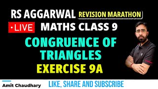 Exercise 9A  Congruence of Triangles  RS Aggarwal Maths Class 9  Chapter 9  Congruent Triangles [upl. by Anicul]