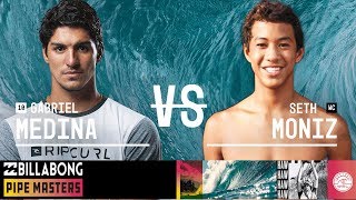 Gabriel Medina vs Seth Moniz  Round Three Heat 6  Billabong Pipe Masters 2018 [upl. by Ardnaxila]