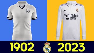 The Evolution of Real Madrid Kit 2223  All Real Madrid Football Jerseys in History 202223 2023 [upl. by Map510]