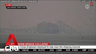 Baltimore bridge collapse US Army Corps of Engineers deployed to help clear shipping channel [upl. by Pippo]