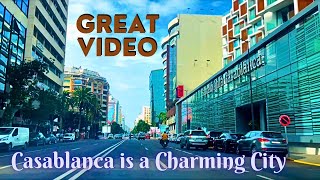 Casablanca 2023 Great video  driving Downtown  Morocco Africa person walking [upl. by Catina]