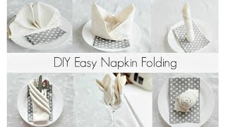 EASY Napkin Folding Tutorials for beginners [upl. by Nalla]