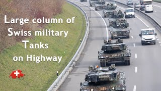 Large column of Swiss military Leopard Tanks on Highway in Switzerland  Pilum 22 [upl. by Neelyt]