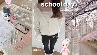 a realistic school day in my life come w me to school grwm studying📓 [upl. by Atekehs]