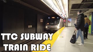 TTC Subway Train Ride on Line 1 from Union Station to Museum [upl. by Stedt994]