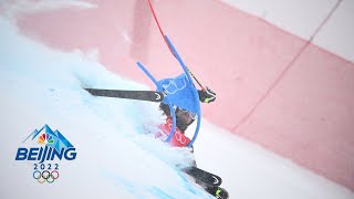 Blizzard conditions lead to 33 crashes in mens giant slalom  Winter Olympics 2022  NBC Sports [upl. by Kellia]