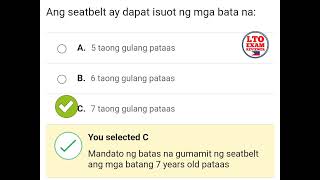 Ang seatbelt ay dapat isuot ng mga bata na Sagot7 Taong gulanh Pataas [upl. by Amend]