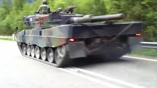 Tanks on public road in Switzerland Leopard 2A4 [upl. by Eelahc]