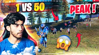 One Vs 50 Players On Peak The Ultimate Fight  Free Fire Max [upl. by Akirej277]