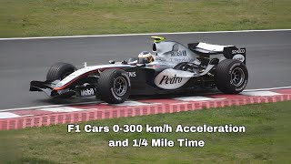 Formula 1 Cars Acceleration 0300 kmh And Quarter Mile Times how quick are they [upl. by Hoffert535]