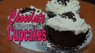 Moist Chocolate Cupcakes with Vanilla Frosting [upl. by Litnahs978]