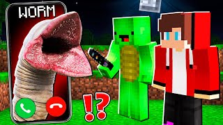 Why Creepy WORM EATER CALLING to MIKEY and JJ at 300am   in Minecraft Maizen [upl. by Yorle]