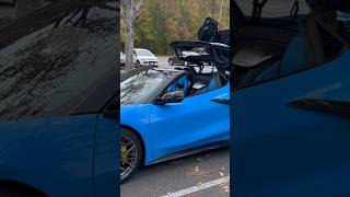 CORVETTE C8 STINGRAY “R” flexing in the parking lot with remote hardtop convertible transponder🔥 [upl. by Atikal706]