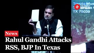 Texas Rahul Gandhi Criticizes RSS Says Congress Will Defend Indias Diversity And Constitution [upl. by Bbor]