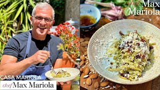 PASTA LINGUINE AL PESTO DI BASILICO POMODORI SECCHI e MANDORLE  Ricetta di Chef Max Mariola [upl. by Yorgo]