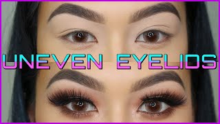 HOW I FIX UNEVEN EYELIDS WITH MAKEUP  My Iconic Bronze Smokey Eye [upl. by Chrystal]