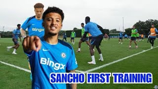 SANCHO GETS TO WORK  Jadon Sanchos First Chelsea Training Session [upl. by Kidd]