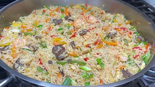 How to cook fried rice with Beef and veggetables [upl. by Adnilab]