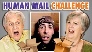 Elders React to I Mailed Myself in a Box Challenge Human Mail 24 Hour Challenge [upl. by Grazia]