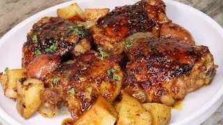 Honey Garlic Baked chicken Thighs Recipe  How To Make Oven Baked Honey Garlic Chicken Thighs [upl. by Alicea562]