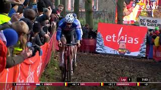 Van der Poel in EPIC Cyclocross battle with Van Aert and Pidcock  Gavere highlights [upl. by Gass]