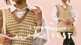 i crochet the pinterest houndstooth sweater vest [upl. by Annahsor]