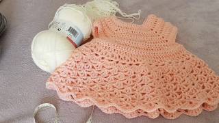 Tuto crochet DIY comment faire une robe bébé au crochet 13 gauchère laine action azoriacreations [upl. by Camile]