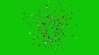 Falling Colorful Confetti Happy Birthday Background on Green Blue Black Screen Video Footage [upl. by Akcirred]