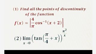 Two important problems on 1 Points of discontinuity 2 Special form of limits [upl. by Gibe]