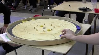 Ridiculous Crokinole Shot  Slater Double Takeout and 20 [upl. by Dion802]