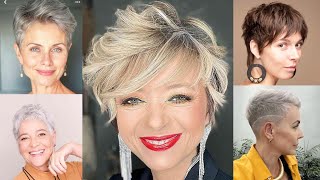 NEW😎PIXIE CUTS 2024 short hair women 40 50 60 70 and 80 years [upl. by Stoneham]