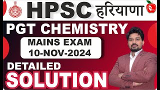 Detailed Solution Hpsc Pgt Chemistry Mains Exam 10 November 2024  Paper Solution  Gacs Jaipur [upl. by Witcher725]