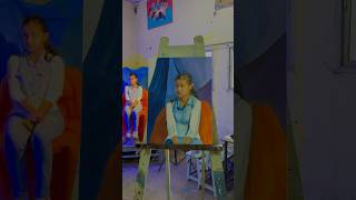 Live portrait painting in art college lavinagar oilpainting artcollege art [upl. by Ayahc131]