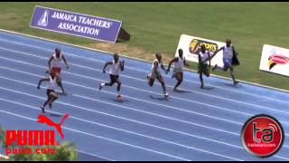 Garfield Waggon wins U17 boys 100m at JTA Sagicor Champs [upl. by Arekahs]