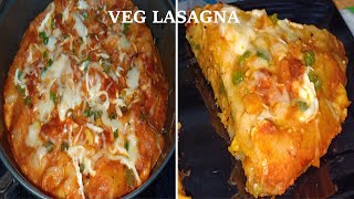 Veg Lasagna in Pan  Homemade Lasagna Sheets  No Oven [upl. by Maeve52]