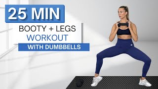 25 min BOOTY AND LEGS WORKOUT  With Dumbbells And Without  Strength x Pilates Blend [upl. by Hakceber]