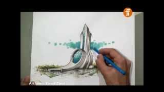 architect emad zand  sketch 10  خلاقیت در معماری عمادالدین زند [upl. by Buerger]