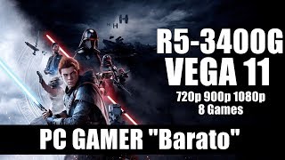 RYZEN 5 3400G VEGA 11 TESTE 8 GAMES [upl. by Towne]